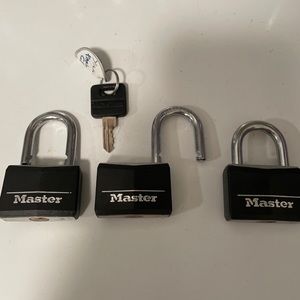 Master lock keyed alike, three locks, one key